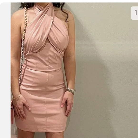 Fashion Nova Dresses & Skirts - Fashion Nova mauve blush pink vinyl dress. Size s. Like new